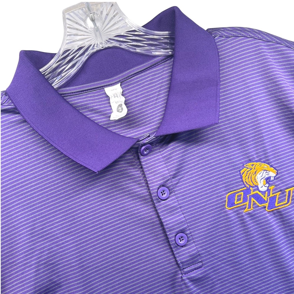 Olivet Nazarene University ONU Tigers Mens Purple Striped Polo Shirt Size 2XL